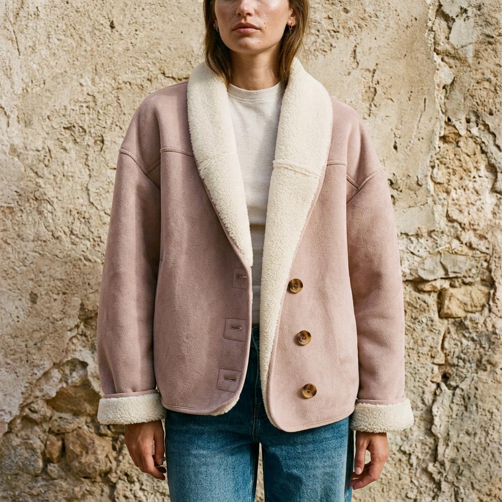Mens Outlet House - Dabol | Sherpa-Lined Button-Up Jacket Women