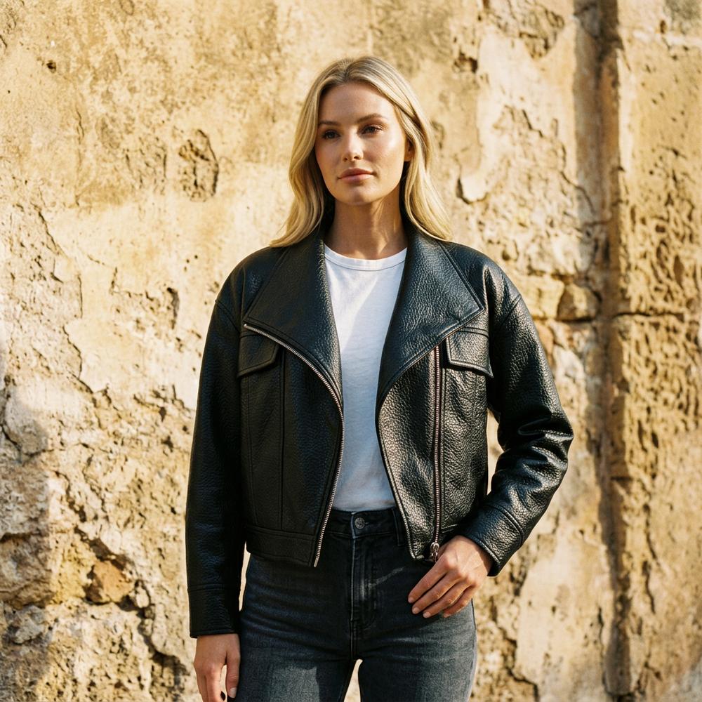 Mens Outlet House - Earat | Grained Asymmetrical Leather Jacket Women