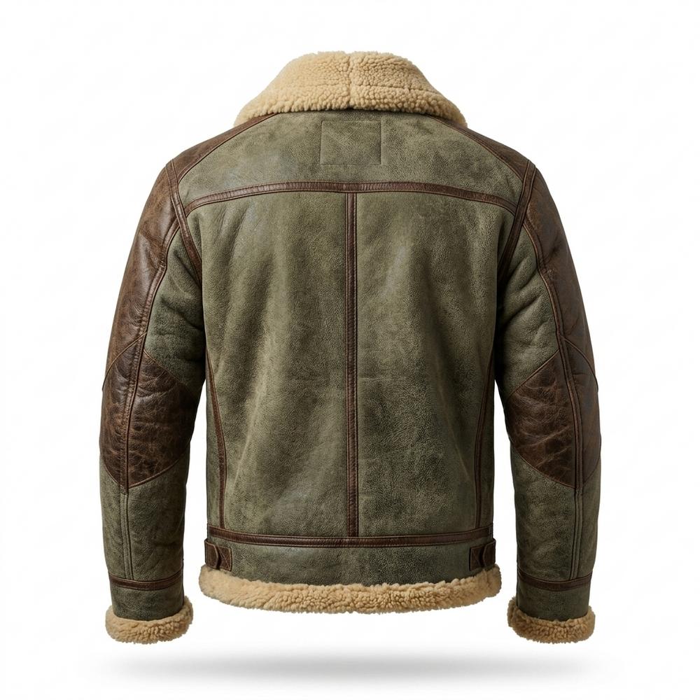 Mens Outlet House - Romel | Shearling-Lined Two-Tone Leather Jacket Men