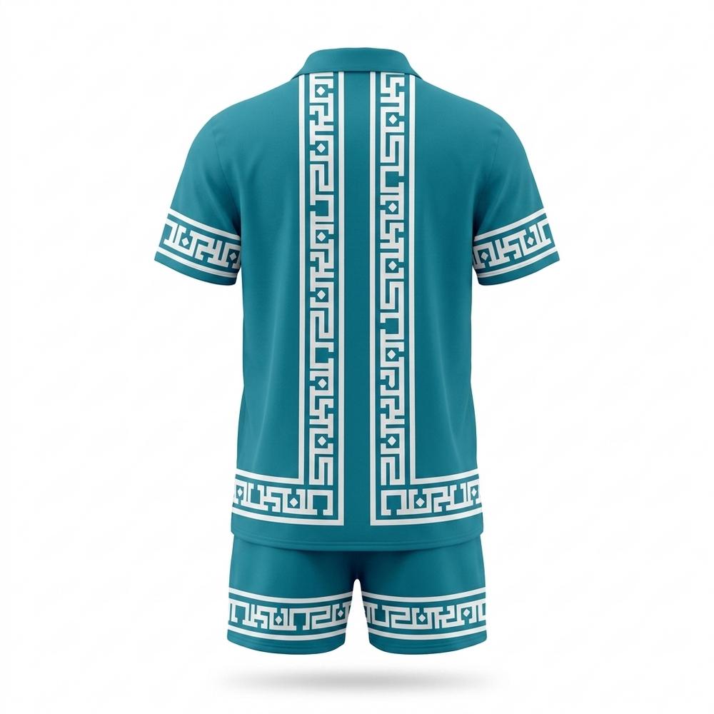 Mens Outlet House - Valen | Geometric Short-Sleeved Suit Men