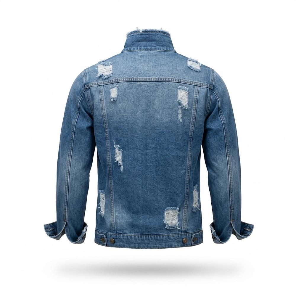 Mens Outlet House - Losan | Distressed Slim-Fit Denim Jacket Men