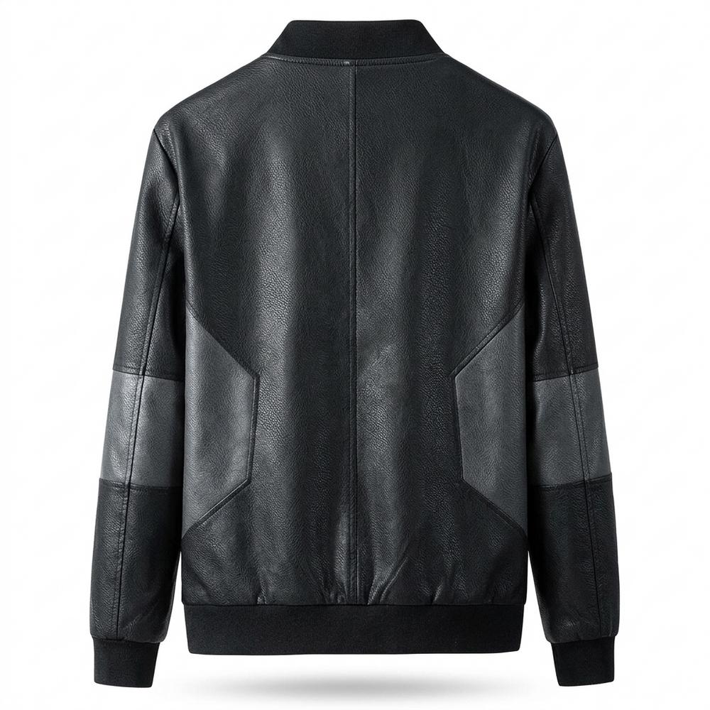 Mens Outlet House - Nesel | Two-Tone Zip-Up Leather Jacket Men