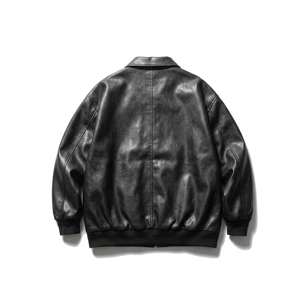 Mens Outlet House - Yonor | Faux-Leather Loose-Fit Leather Jacket Unisex