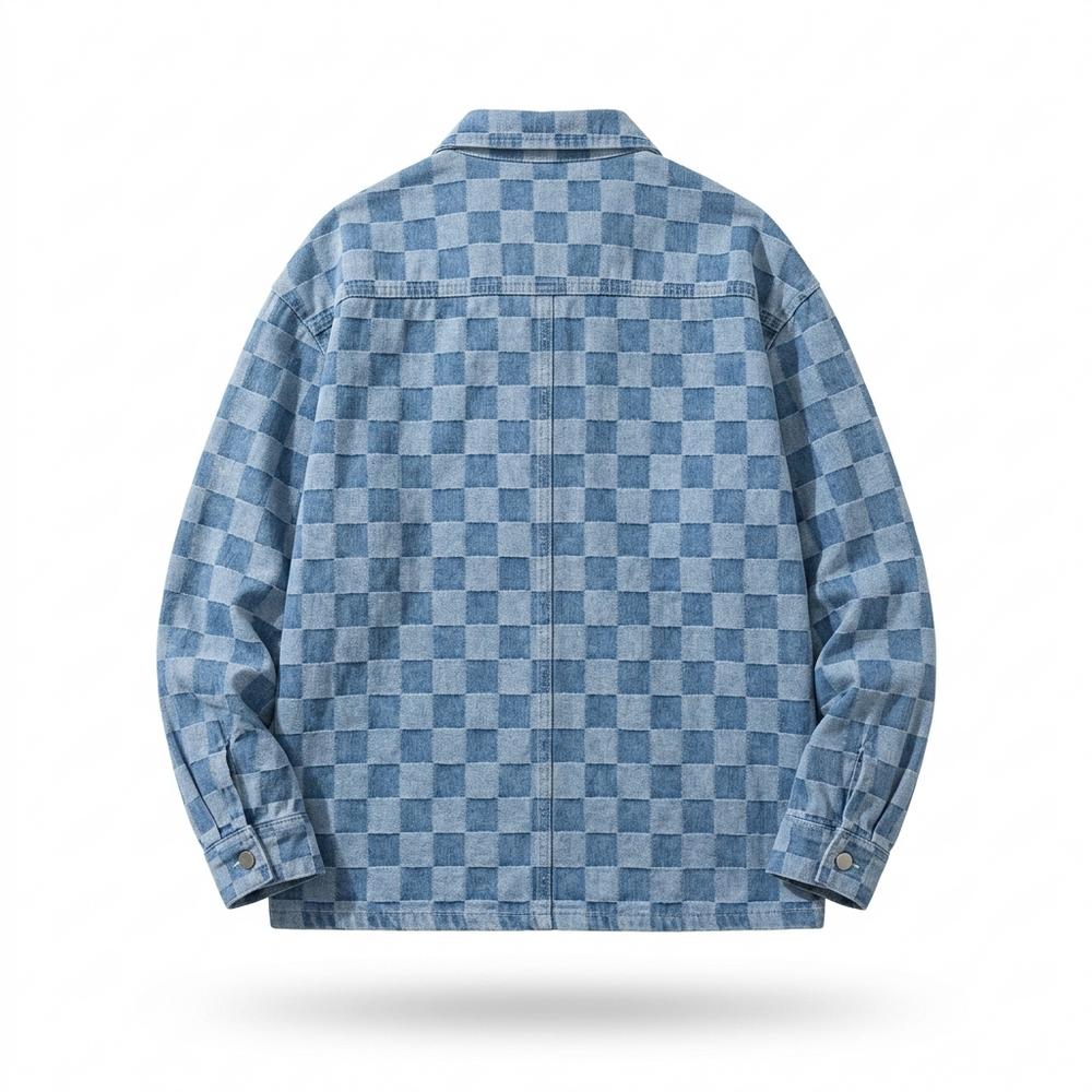 Mens Outlet House - Tinal | Checkered Denim-Look Shirt Men