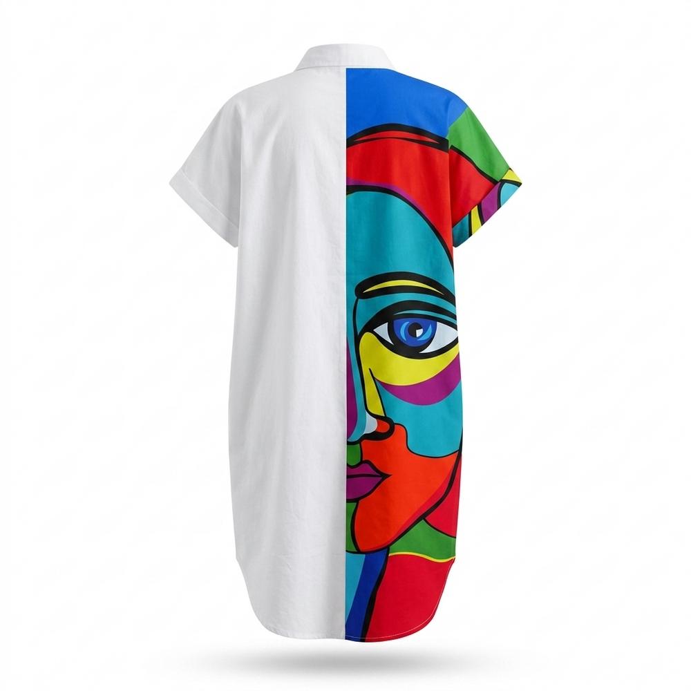 Mens Outlet House - Nelin | Abstract-Print Button-Down Shirt Dress Women