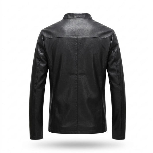 Mens Outlet House - Rovan | Zip-Up Stand-Collar Leather Jacket Men