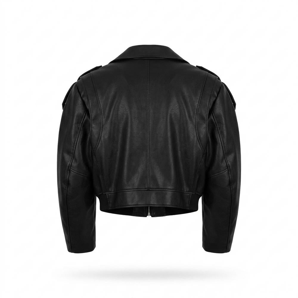 Mens Outlet House - Mikar | Cropped Padded Leather Jacket Unisex