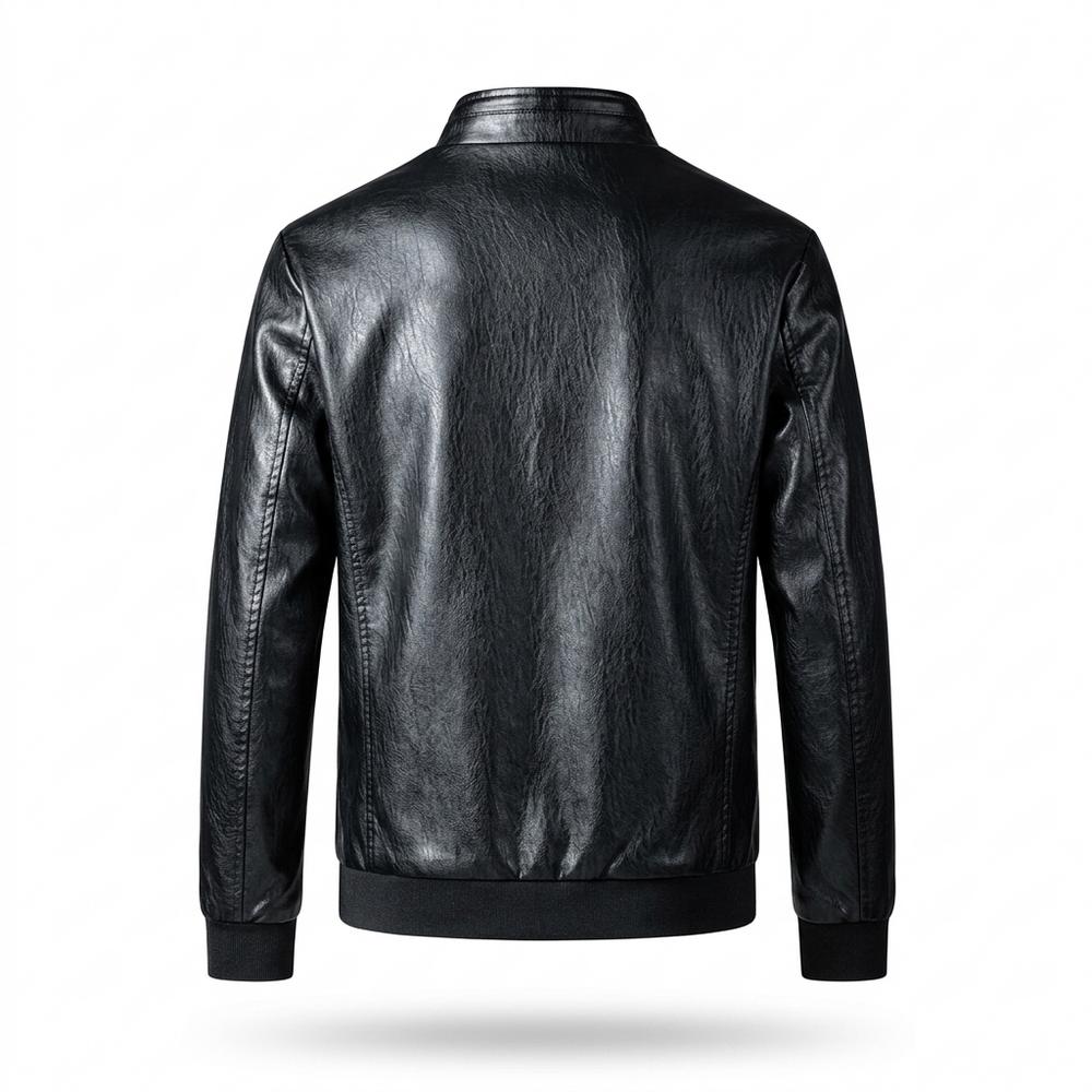 Mens Outlet House - Samin | Zip-Up Stand-Collar Leather Jacket Men