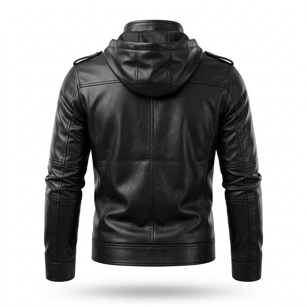 Mens Outlet House - Nizan | Slim-Fit Stand-Collar Leather Jacket Men