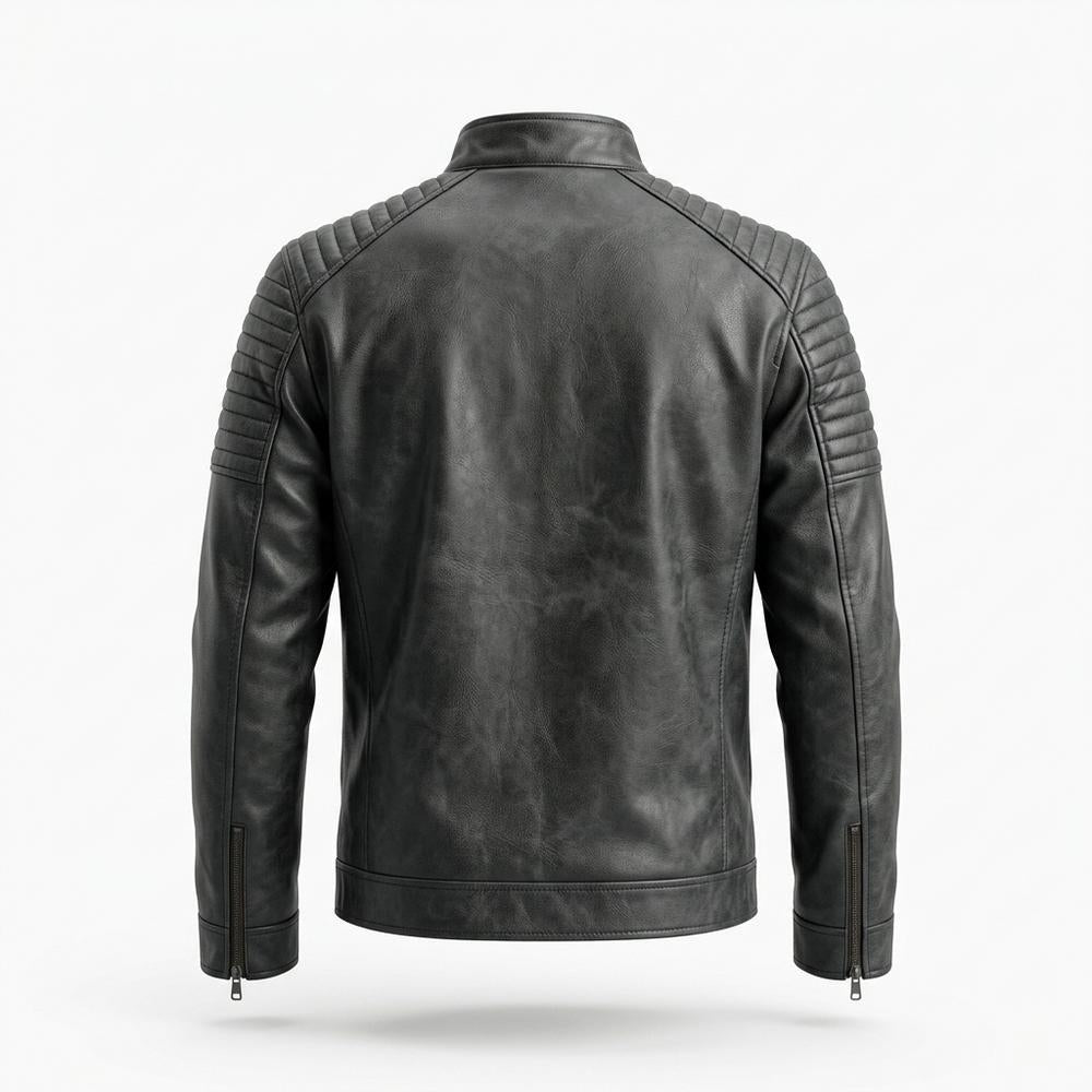 Mens Outlet House - Rolan | Quilted Zip-Up Leather Jacket Men