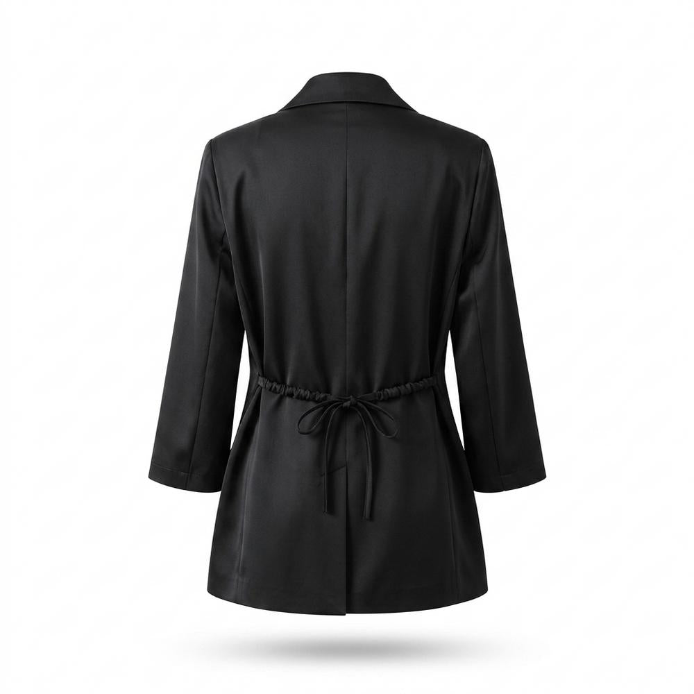 Mens Outlet House - Rilev | Drawstring-Waist Satin-Finish Blazer Women