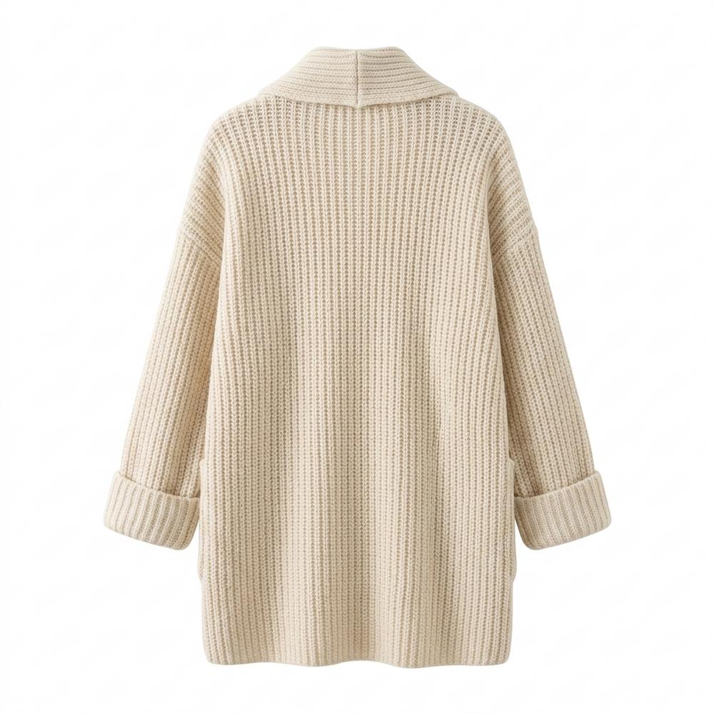 Mens Outlet House - Yuvod | Rib-Knit Shawl-Collar Knit Cardigan Women