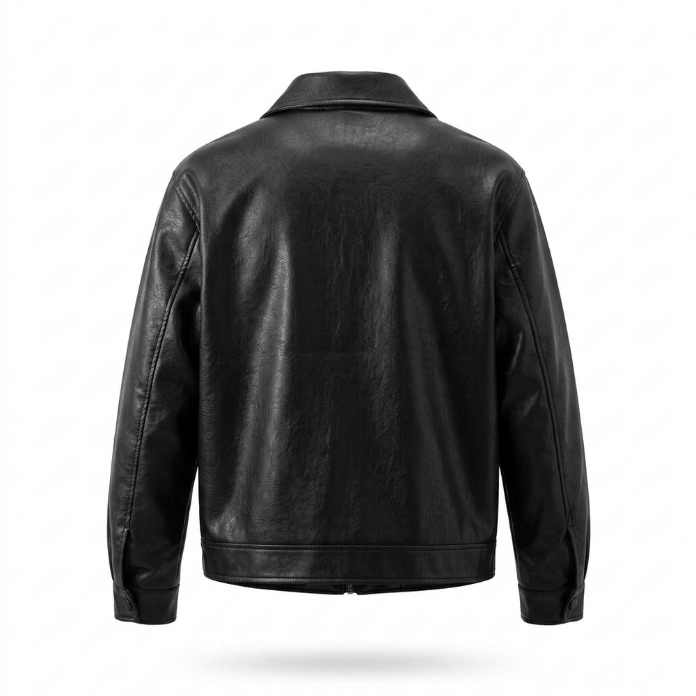 Mens Outlet House - Lesen | Zip-Up Collared Leather Jacket Unisex