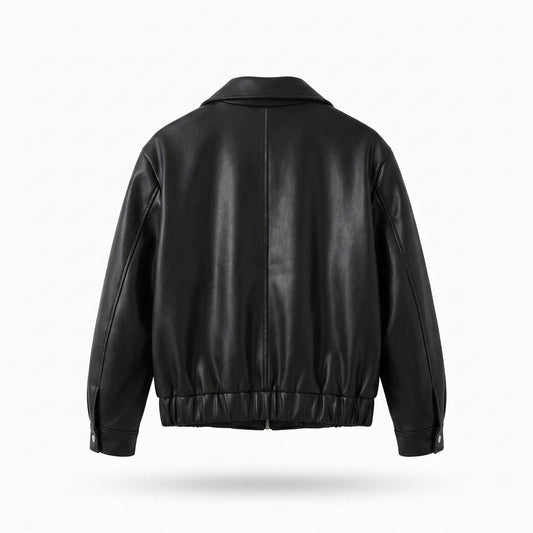 Mens Outlet House - Tivin | Zip-Up Collared Leather Jacket Men