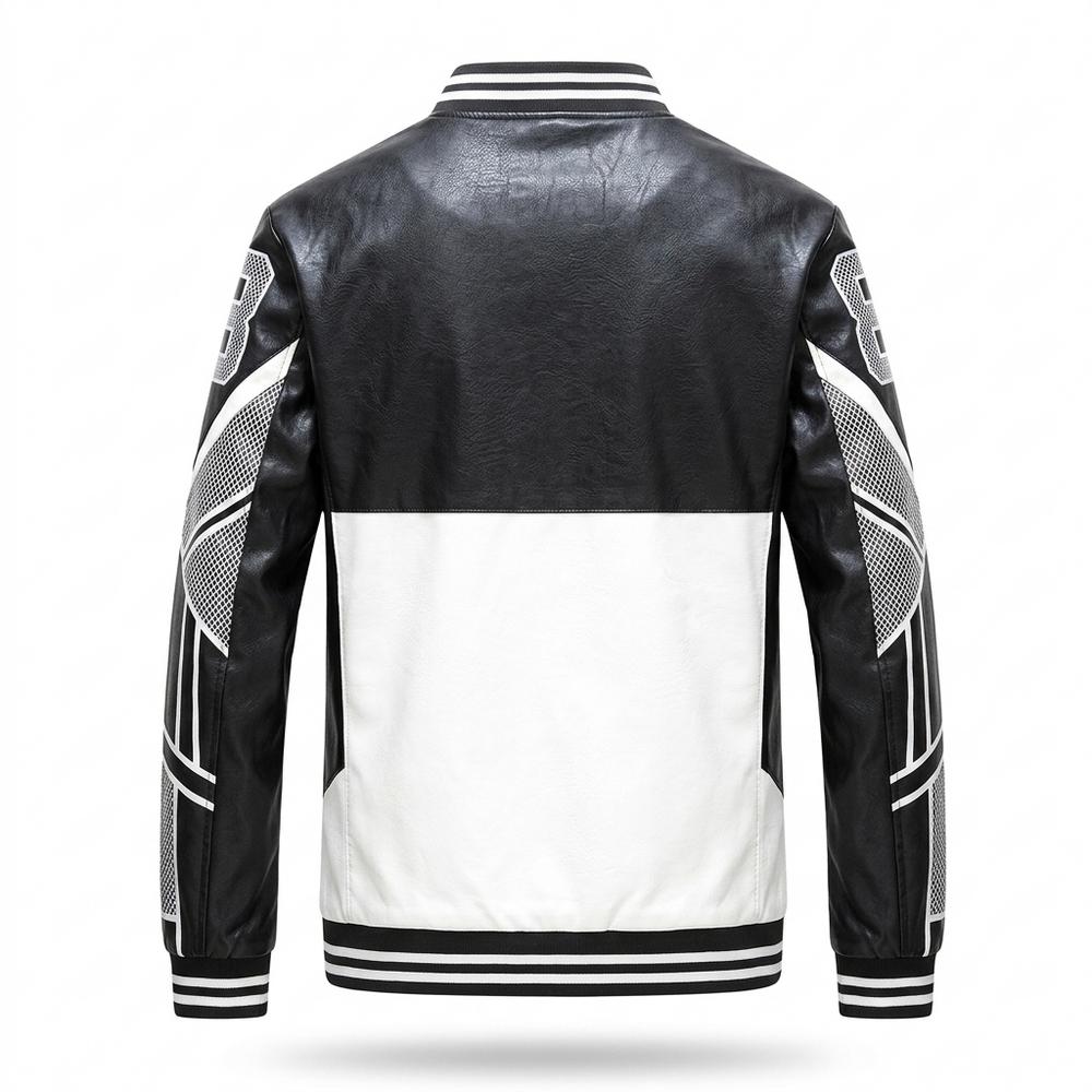 Mens Outlet House - Tivar | Color-Block Striped Leather Jacket Men