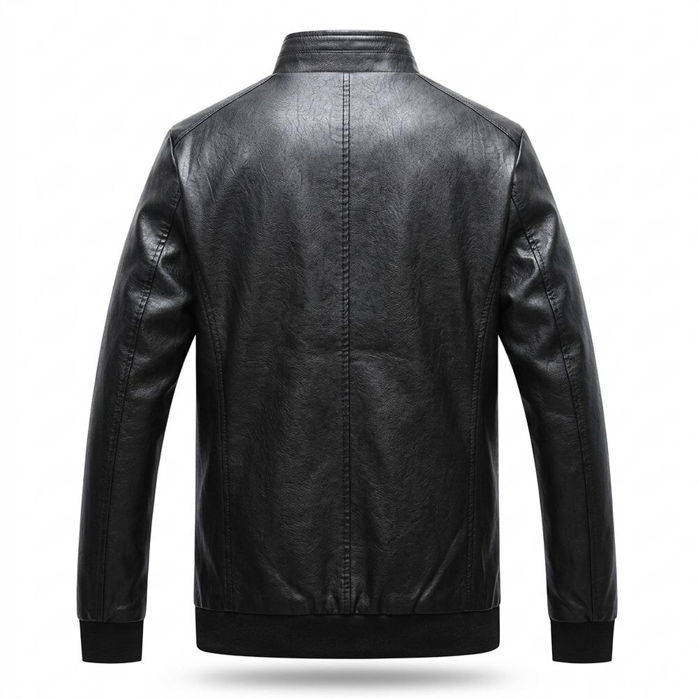 Mens Outlet House - Nomir | Zip-Up Stand-Collar Leather Jacket Men