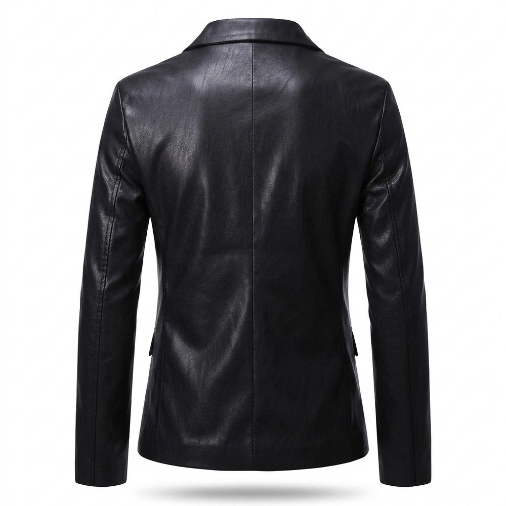 Mens Outlet House - Lolen | Faux-Leather Single-Breasted Blazer Men