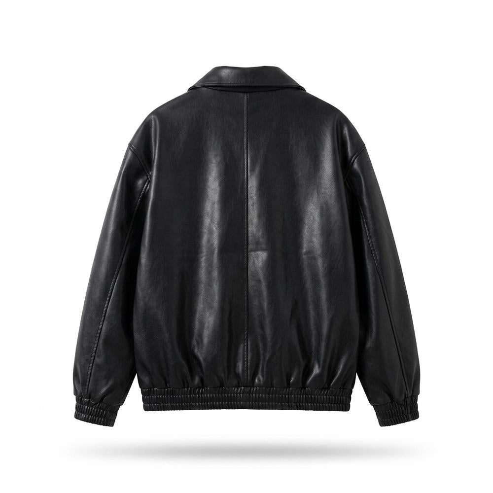 Mens Outlet House - Zesin | Zip-Up Relaxed-Fit Leather Jacket Men
