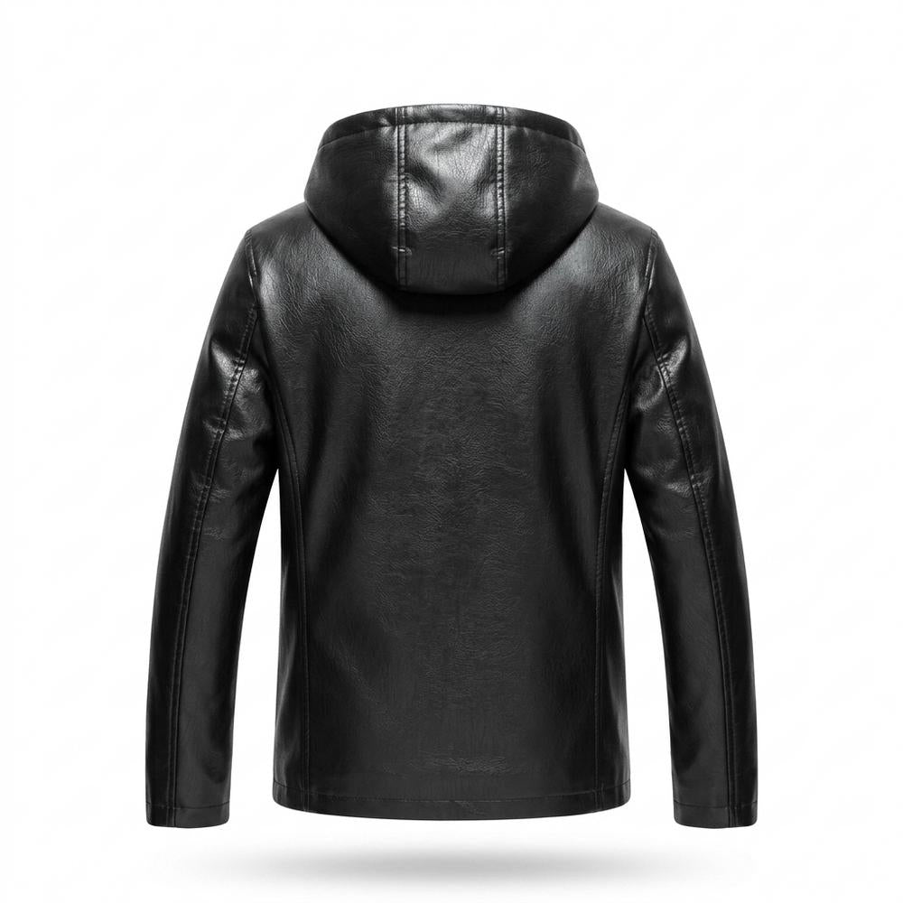 Mens Outlet House - Vilom | Velvet-Lined Hooded Leather Jacket Men