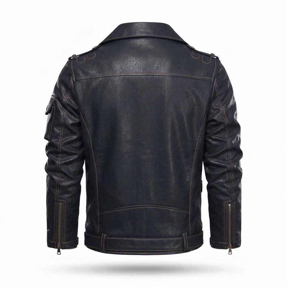 Mens Outlet House - Vaner | Asymmetrical Multi-Pocket Leather Jacket Men