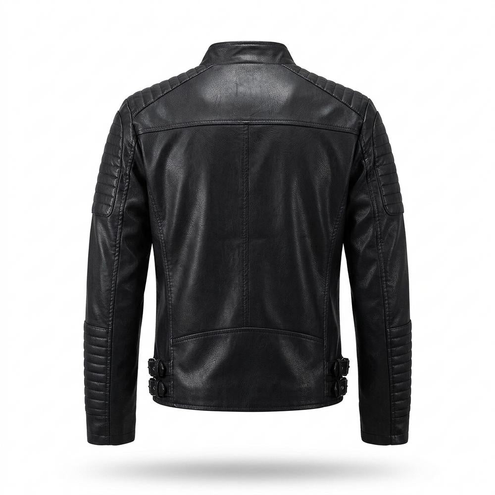 Mens Outlet House - Romon | Quilted Asymmetrical Leather Jacket Men