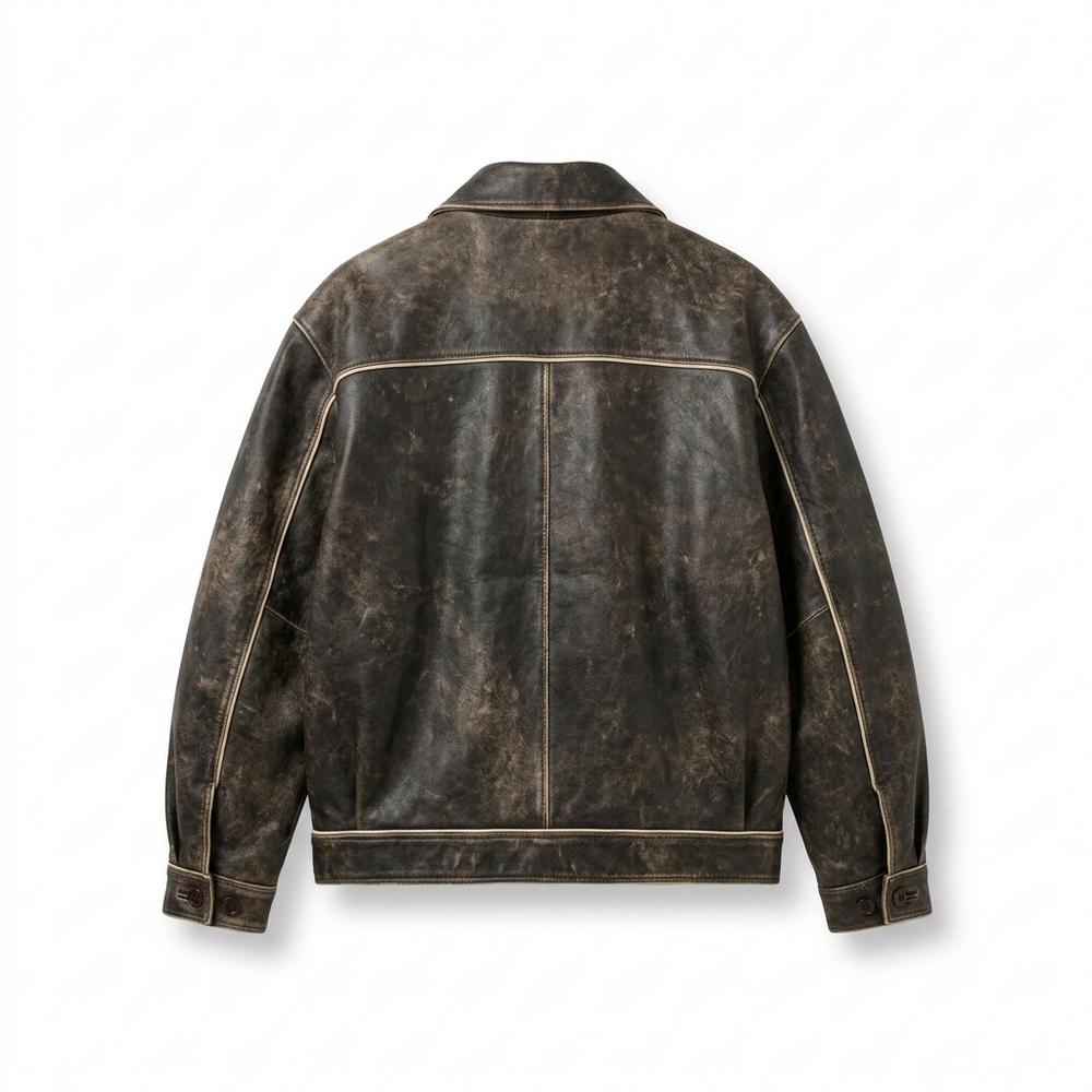 Mens Outlet House - Kenor | Patinated Oversized Leather Jacket Unisex