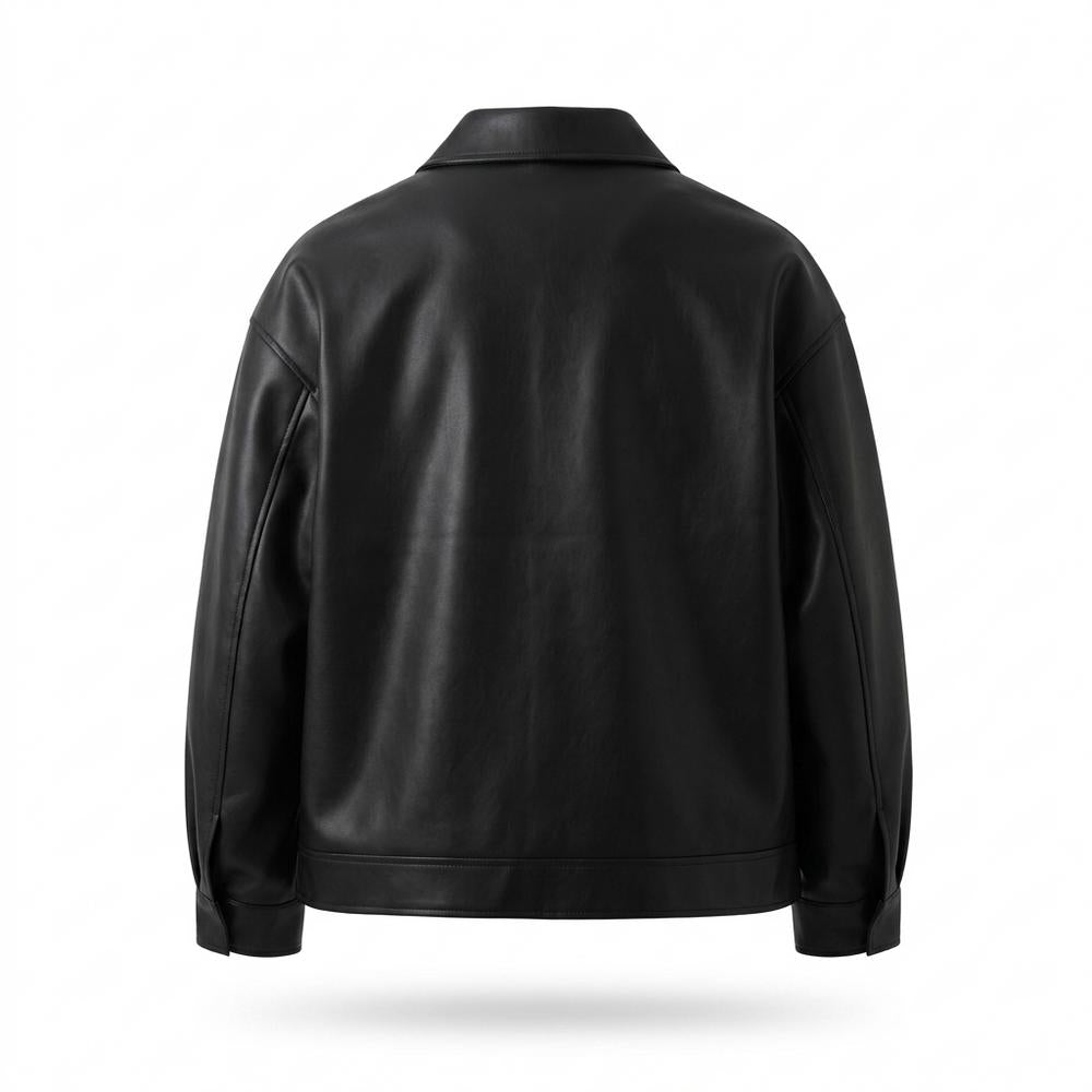 Mens Outlet House - Covan | Zip-Up Relaxed-Fit Leather Jacket Men