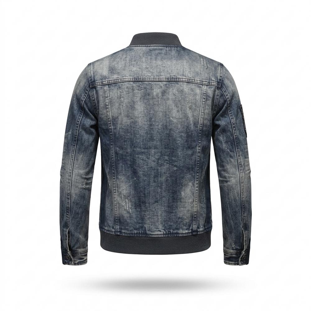 Mens Outlet House - Mivan | Washed Patched Denim Jacket Men