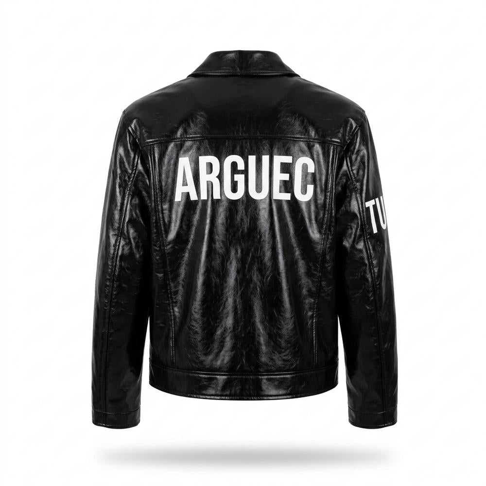 Mens Outlet House - Catal | Zip-Front Printed Leather Jacket Unisex
