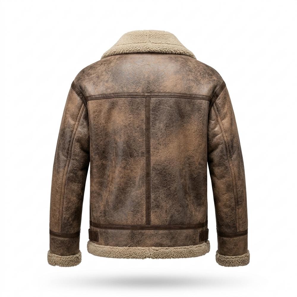 Mens Outlet House - Rosel | Shearling-Lined Patinated Leather Jacket Men