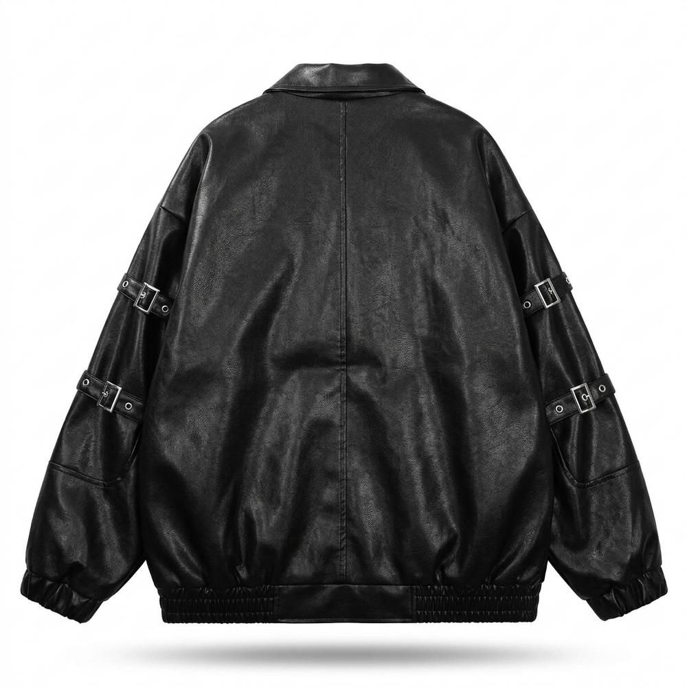 Mens Outlet House - Sezan | Oversized Buckled Leather Jacket Unisex