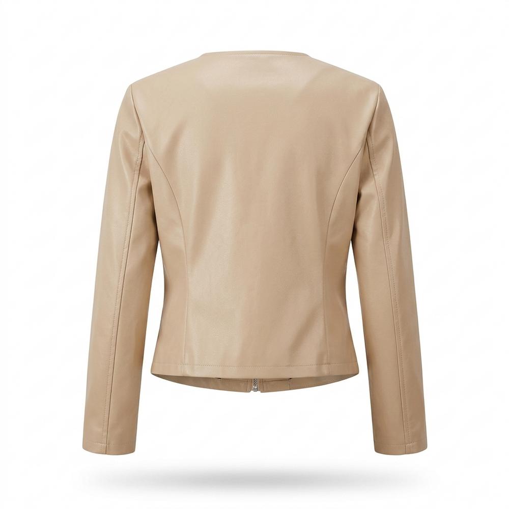Mens Outlet House - Sakar | Collarless Zip-Up Leather Jacket Women