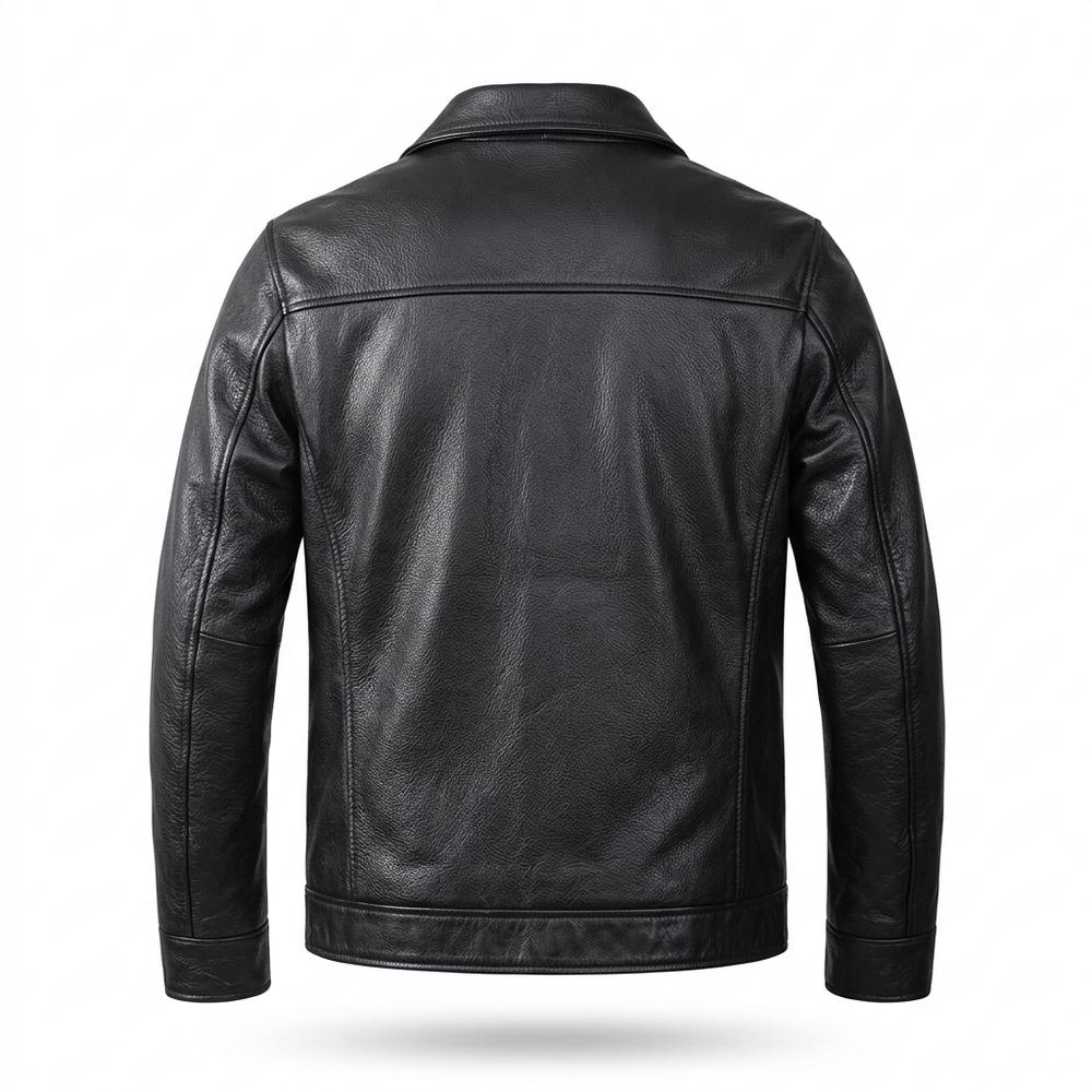 Mens Outlet House - Rivin | Grained Zip-Up Leather Jacket Men