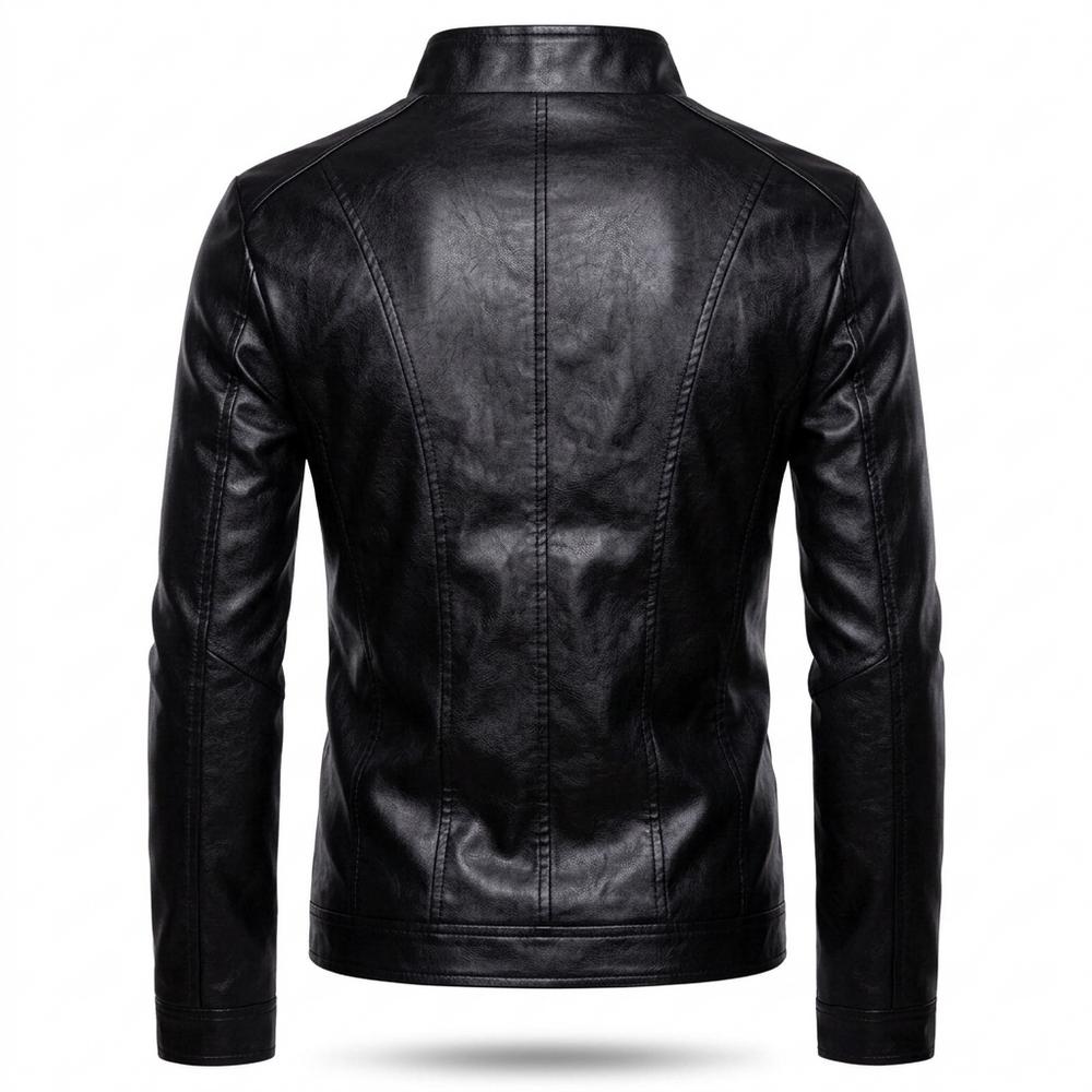 Mens Outlet House - Tadan | Slim-Fit Zip-Up Leather Jacket Men