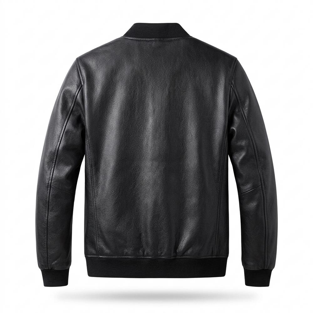 Mens Outlet House - Minav | Zip-Up Lined Leather Jacket Men