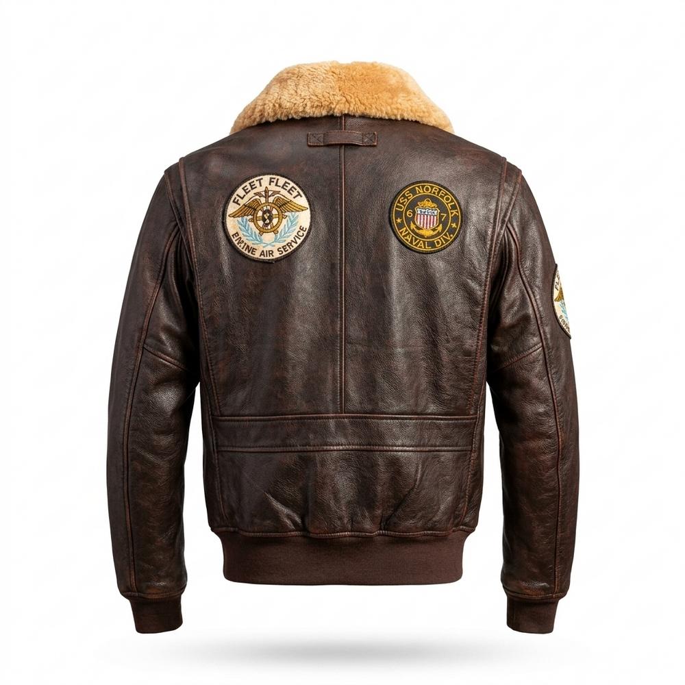 Mens Outlet House - Arran | Embroidered Shearling-Collar Leather Jacket Men