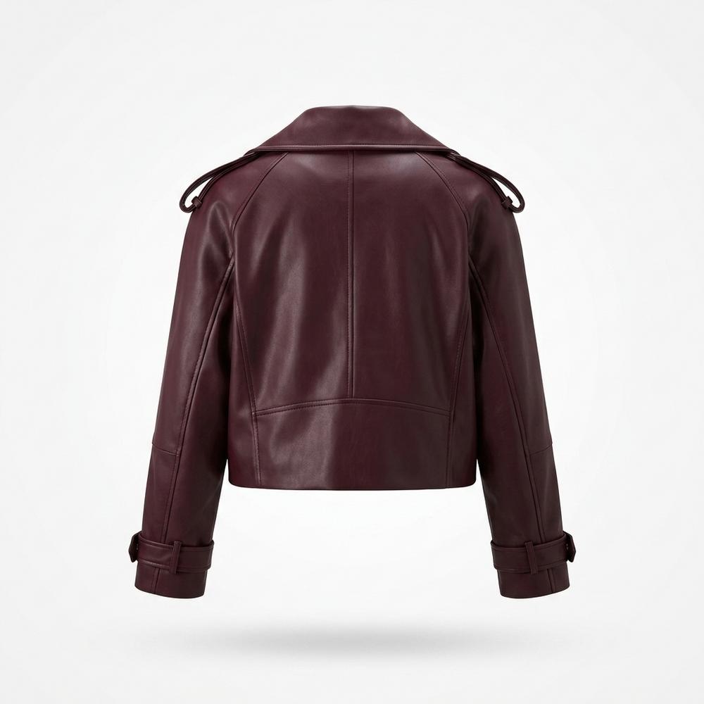 Mens Outlet House - Eaduv | Wide Lapel Cropped Leather Jacket Women