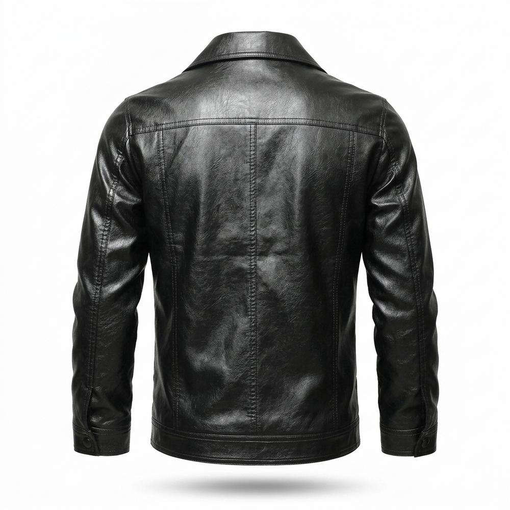 Mens Outlet House - Nimir | Button-Front Collared Leather Jacket Men