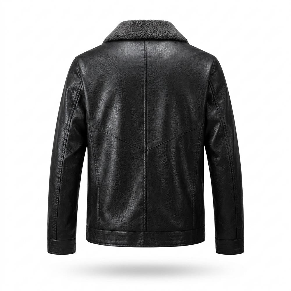Mens Outlet House - Tanal | Fleece-Lined Zip-Up Leather Jacket Men