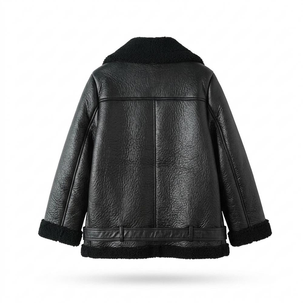 Mens Outlet House - Maver | Shearling-Lined Asymmetrical Leather Jacket Women