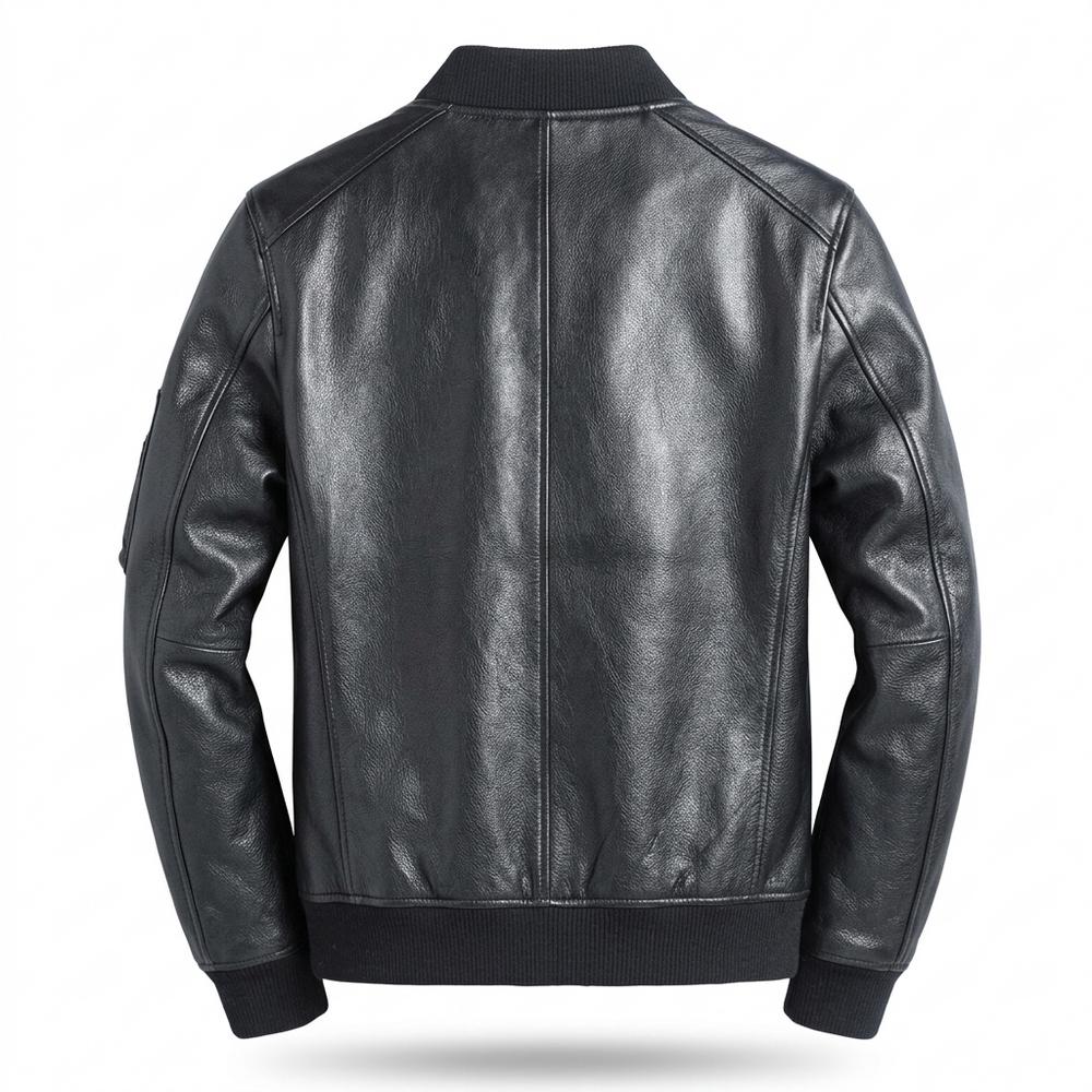 Mens Outlet House - Varam | Slim-Fit Zip-Up Leather Jacket Men