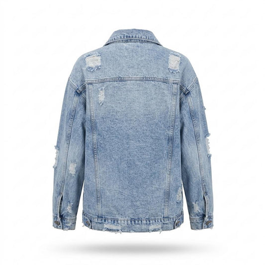 Mens Outlet House - Nivan | Distressed Oversized Denim Jacket Women