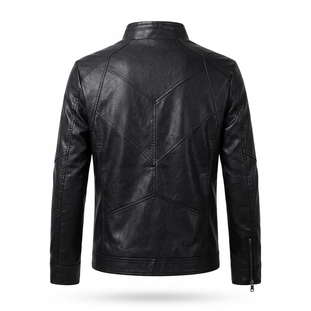 Mens Outlet House - Lylar | Zippered Stand-Collar Leather Jacket Men