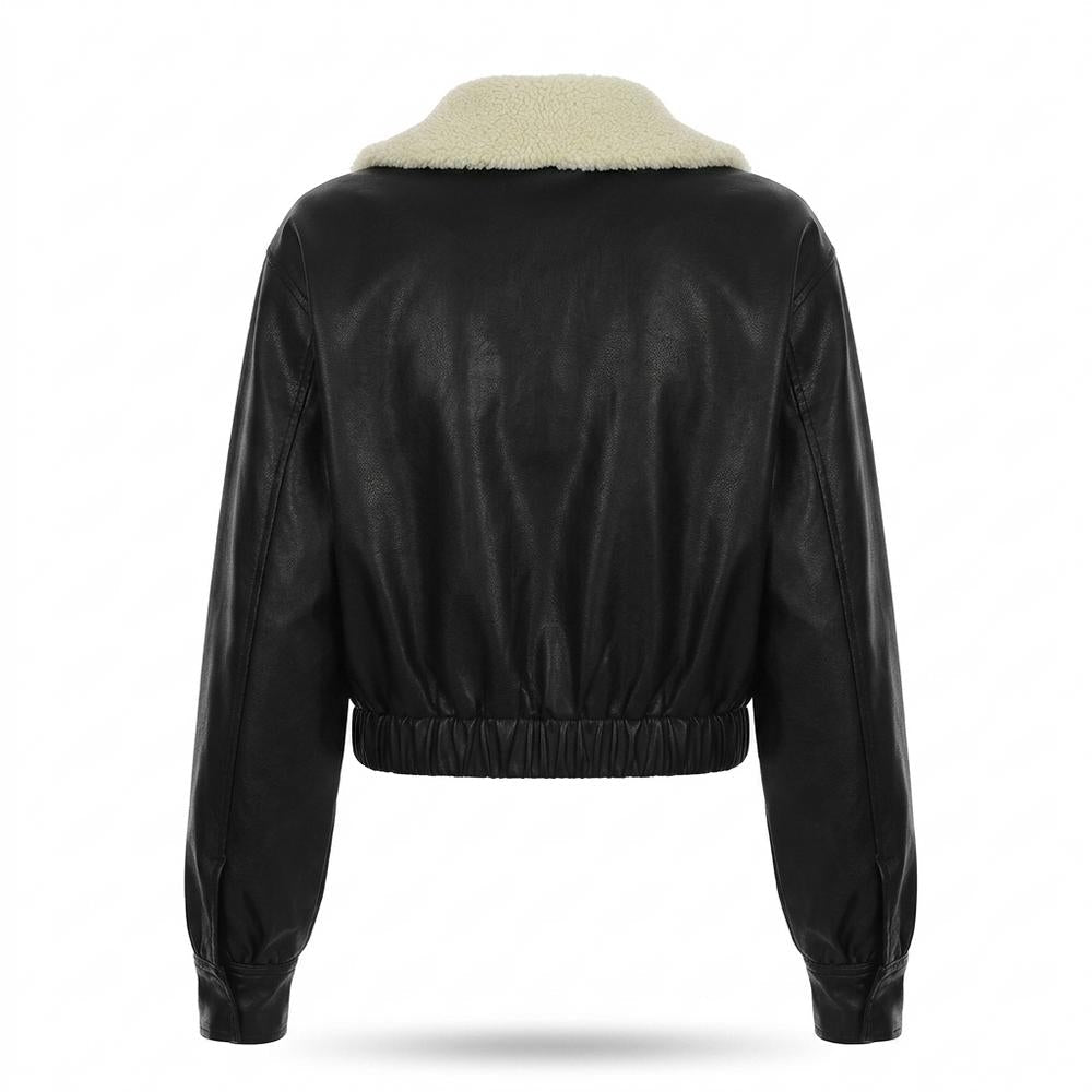 Mens Outlet House - Kesen | Shearling-Collar Cropped Leather Jacket Women