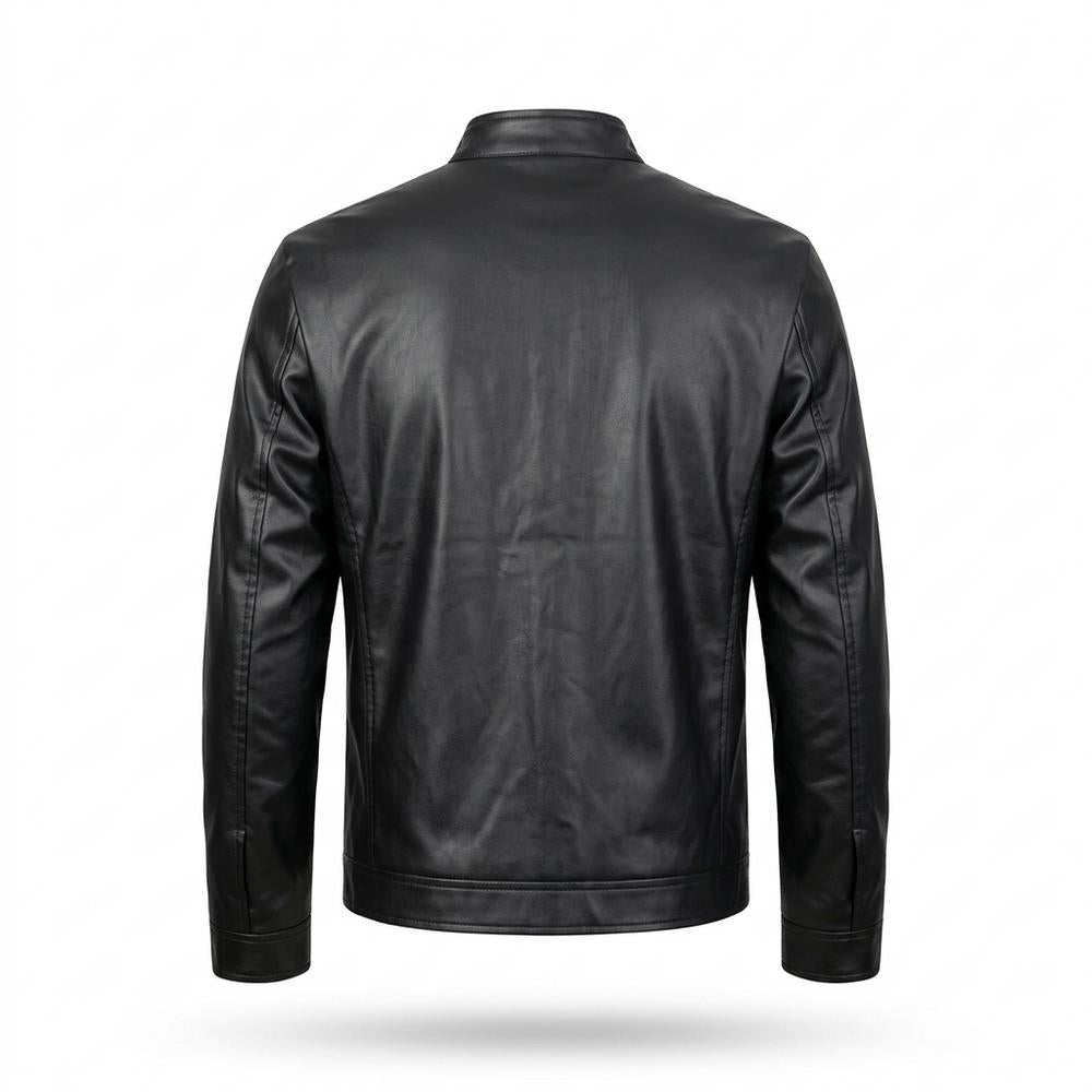 Mens Outlet House - Rufil | Zip-Up Stand-Collar Leather Jacket Men