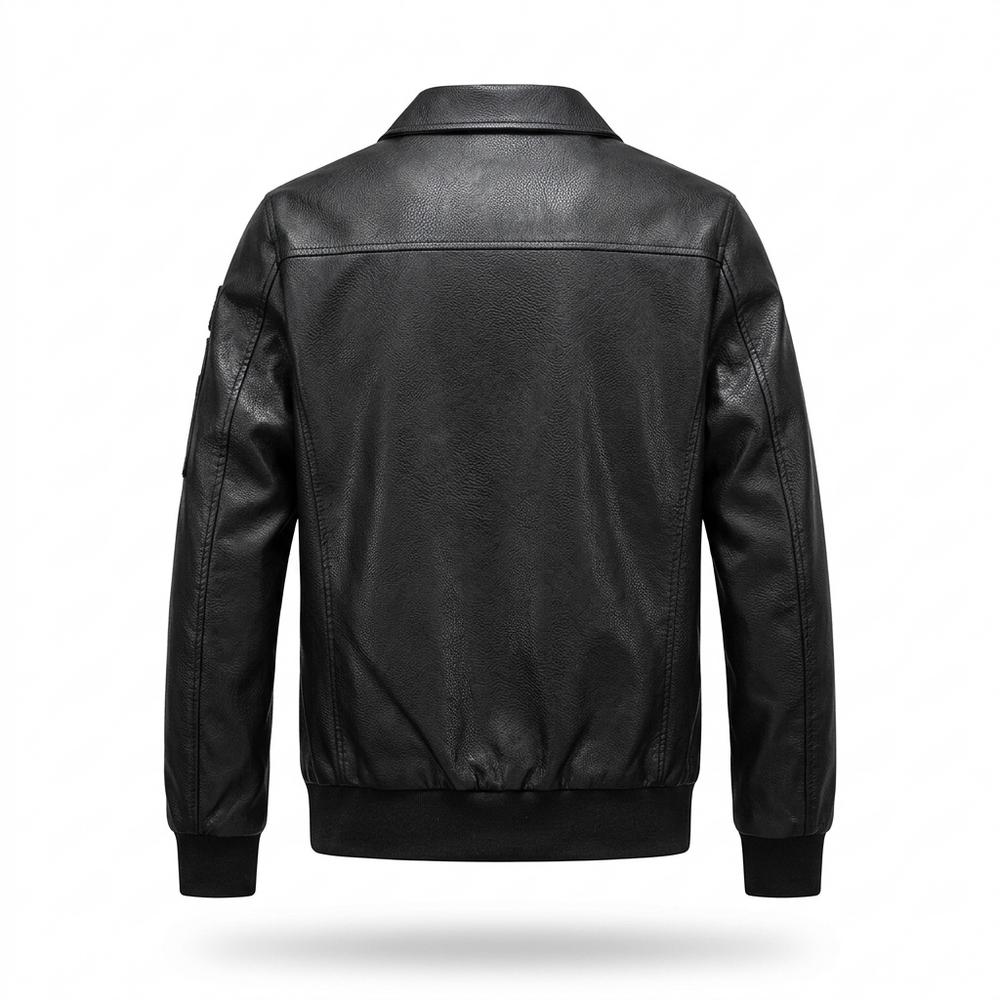 Mens Outlet House - Vinor | Patched Zip-Up Leather Jacket Men