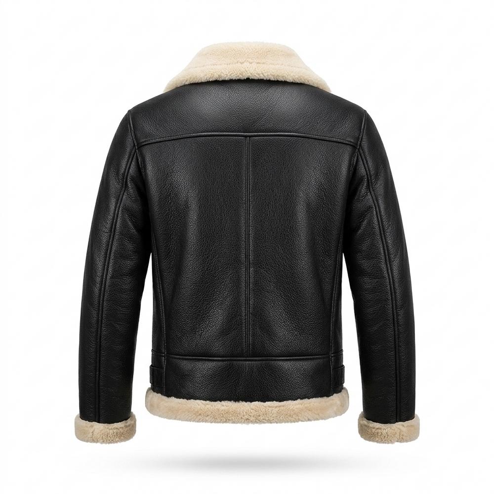 Mens Outlet House - Tiran | Sherpa-Lined Zip-Up Leather Jacket Men