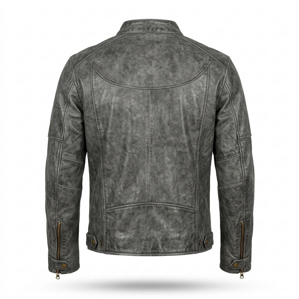 Mens Outlet House - Satal | Distressed Fitted Leather Jacket Men