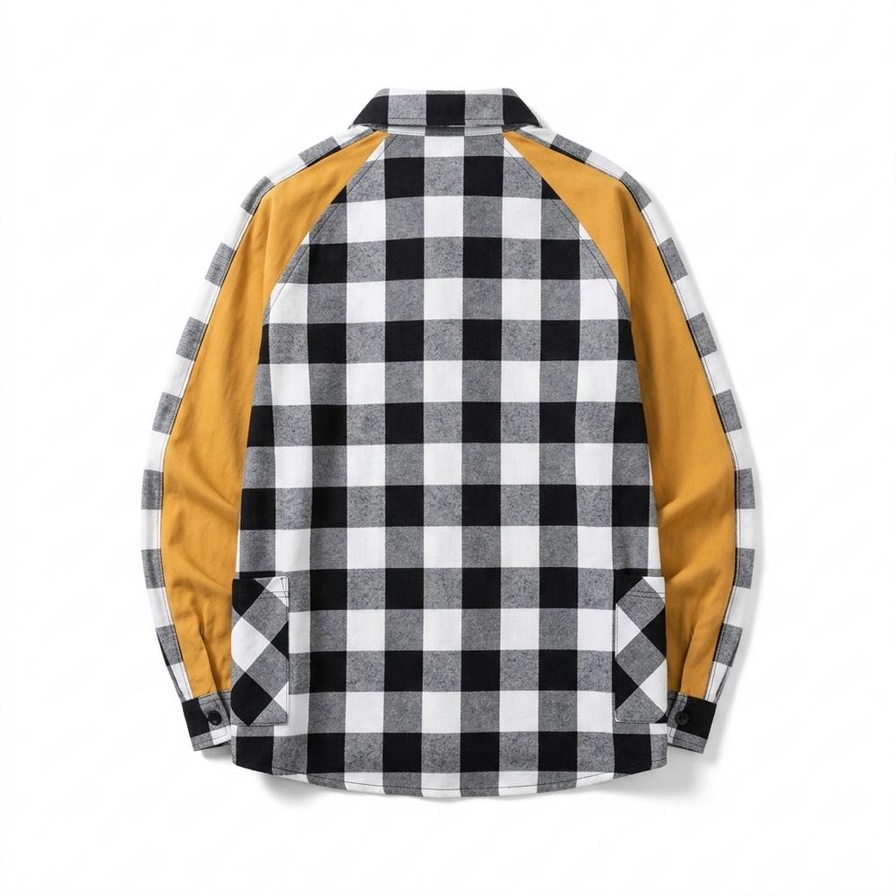 Mens Outlet House - Raral | Color-Blocked Plaid Shirt Men