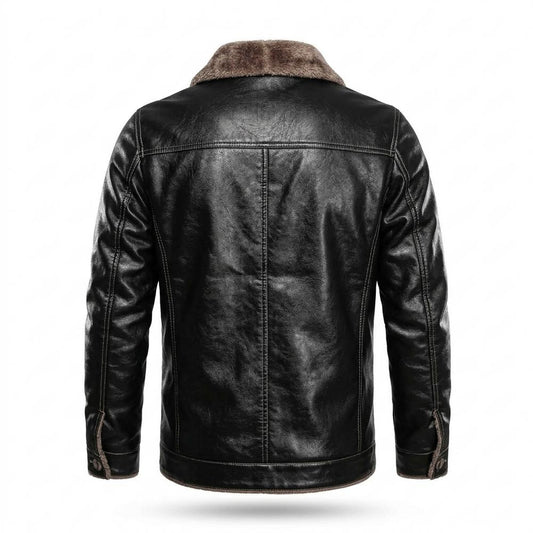 Mens Outlet House - Yomer | Lined Buttoned Leather Jacket Men